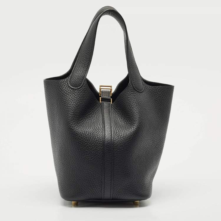 Pre Owned Hermès Noir Taurillon Clemence Leather Picotin Lock 18 Bag