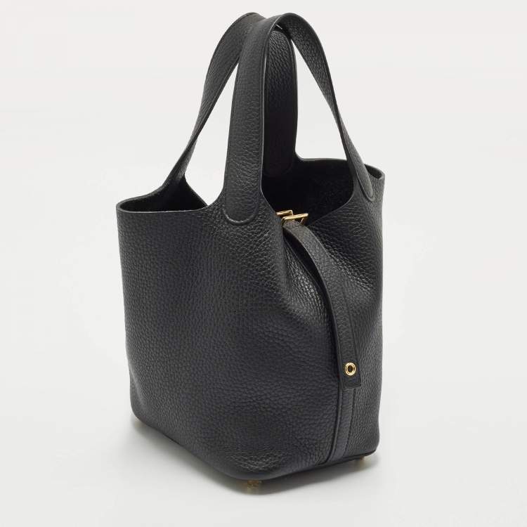 Pre Owned Hermès Noir Taurillon Clemence Leather Picotin Lock 18 Bag
