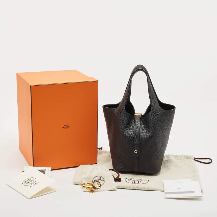 Pre Owned Hermès Noir Taurillon Clemence Leather Picotin Lock 18 Bag
