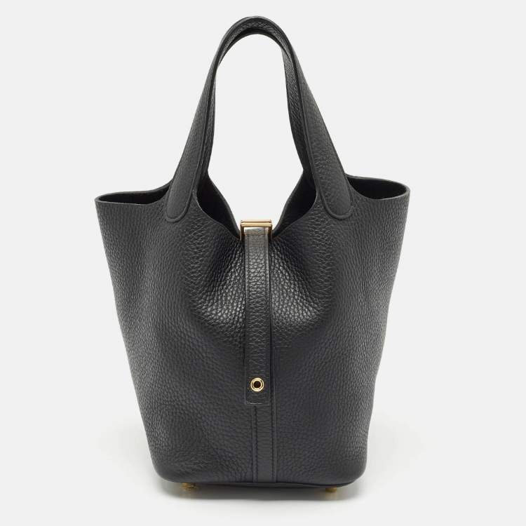 Pre Owned Hermès Noir Taurillon Clemence Leather Picotin Lock 18 Bag