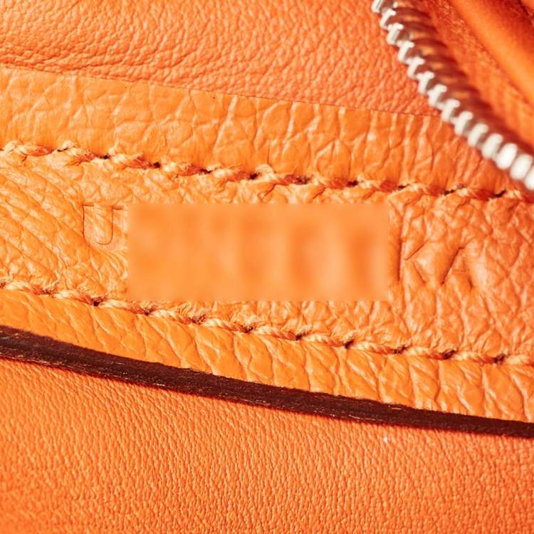 Pre Owned Hermès Orange Evercolor and Swift Leather Silver Finish 24/24 21 Bag 