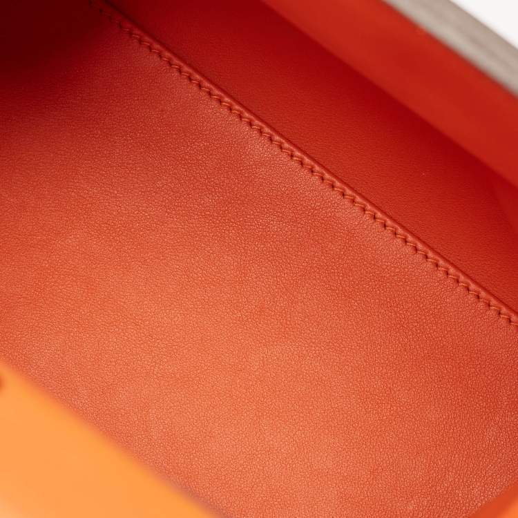 Pre Owned Hermès Orange Evercolor and Swift Leather Silver Finish 24/24 21 Bag 