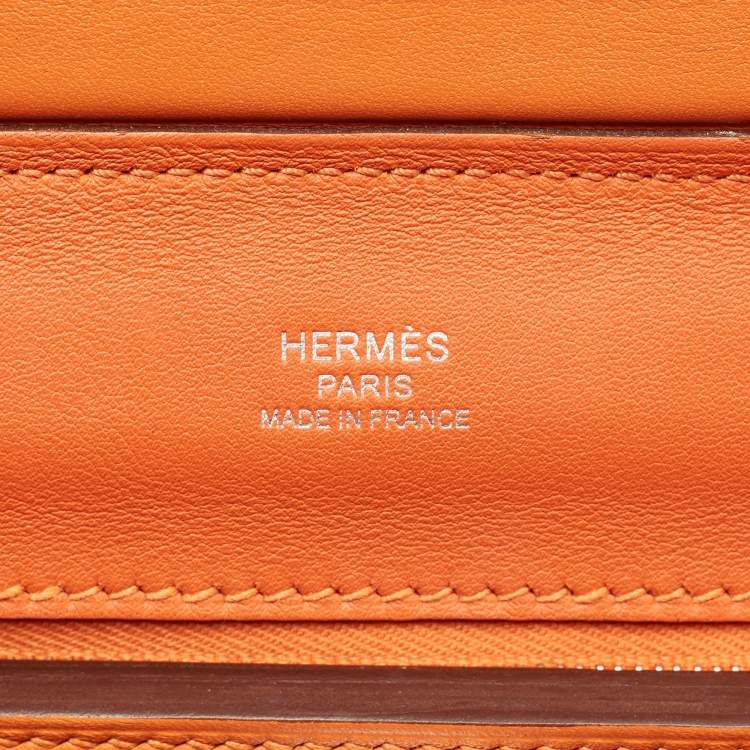Pre Owned Hermès Orange Evercolor and Swift Leather Silver Finish 24/24 21 Bag 