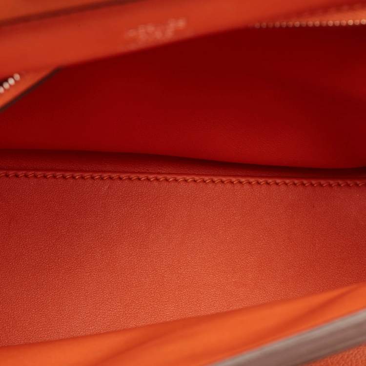 Pre Owned Hermès Orange Evercolor and Swift Leather Silver Finish 24/24 21 Bag 