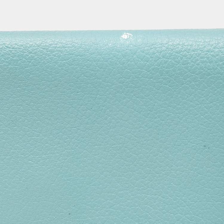 Pre Owned Hermès Bleu Atoll Evercolor Leather Calvi Card Holder