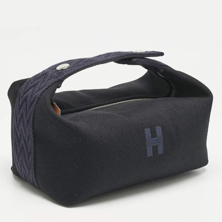 Pre Owned Hermes Bleu Nuit Canvas Small Bride-A-Brac Pouch