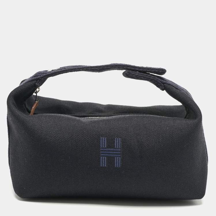 Pre Owned Hermes Bleu Nuit Canvas Small Bride-A-Brac Pouch
