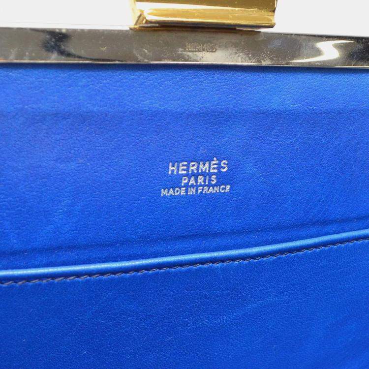 Pre Owned Hermes Blue Box Calf Sac A Malice Shoulder Bag