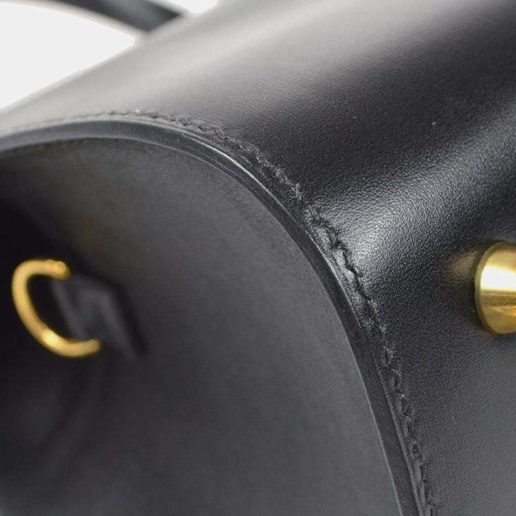 Pre Owned Hermes Black Box Calf Leather Handbag