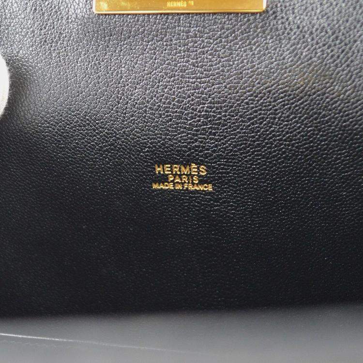 Pre Owned Hermes Black Box Calf Leather Handbag