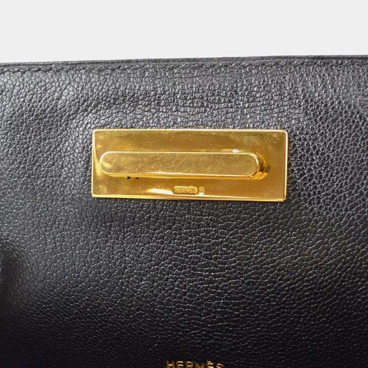 Pre Owned Hermes Black Box Calf Leather Handbag