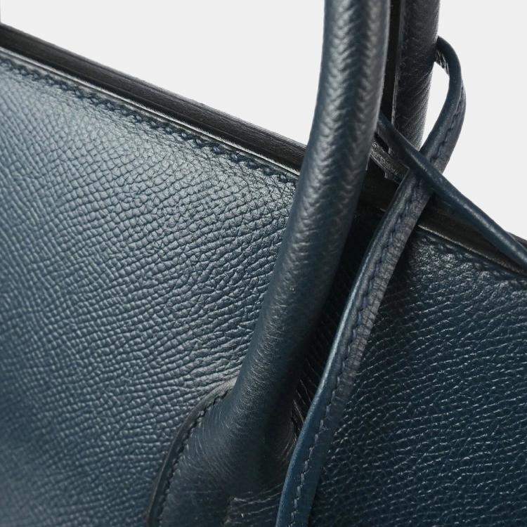 Pre Owned Hermes Blue Ocean Courchevel Haut a Courroies 32 Handbag