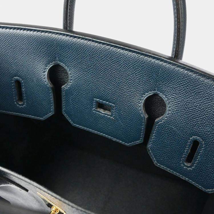 Pre Owned Hermes Blue Ocean Courchevel Haut a Courroies 32 Handbag