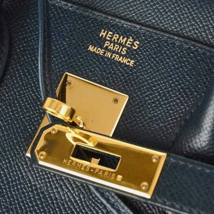 Pre Owned Hermes Blue Ocean Courchevel Haut a Courroies 32 Handbag