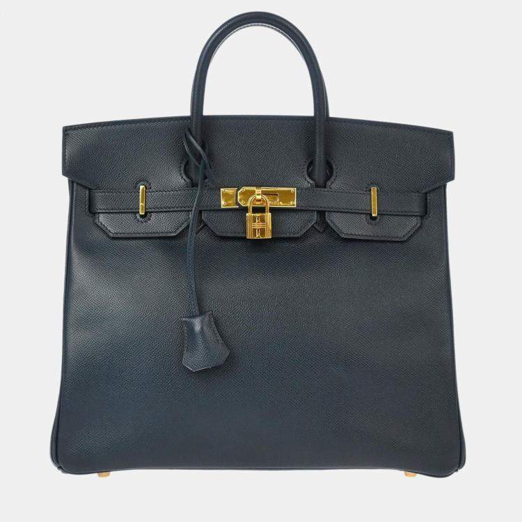 Pre Owned Hermes Blue Ocean Courchevel Haut a Courroies 32 Handbag
