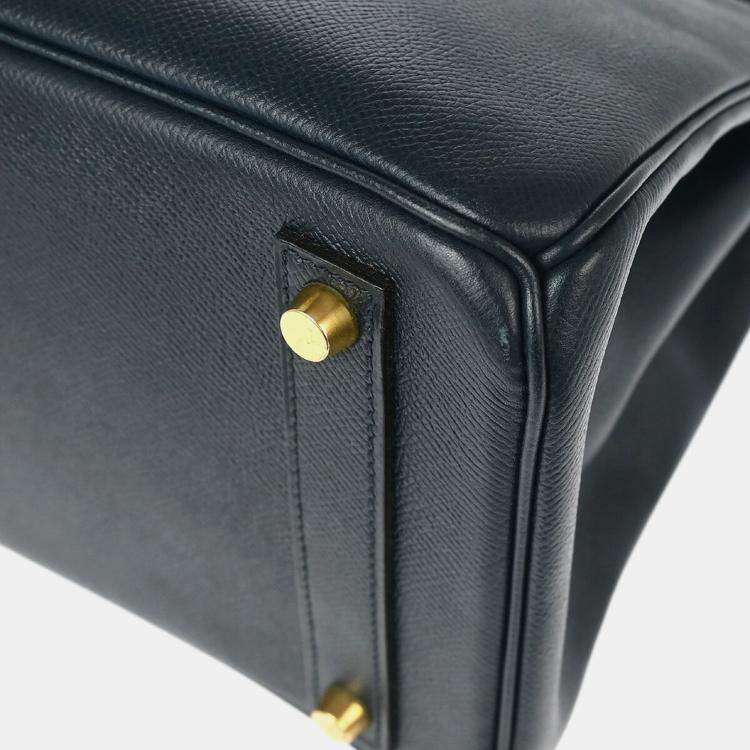 Pre Owned Hermes Blue Ocean Courchevel Haut a Courroies 32 Handbag