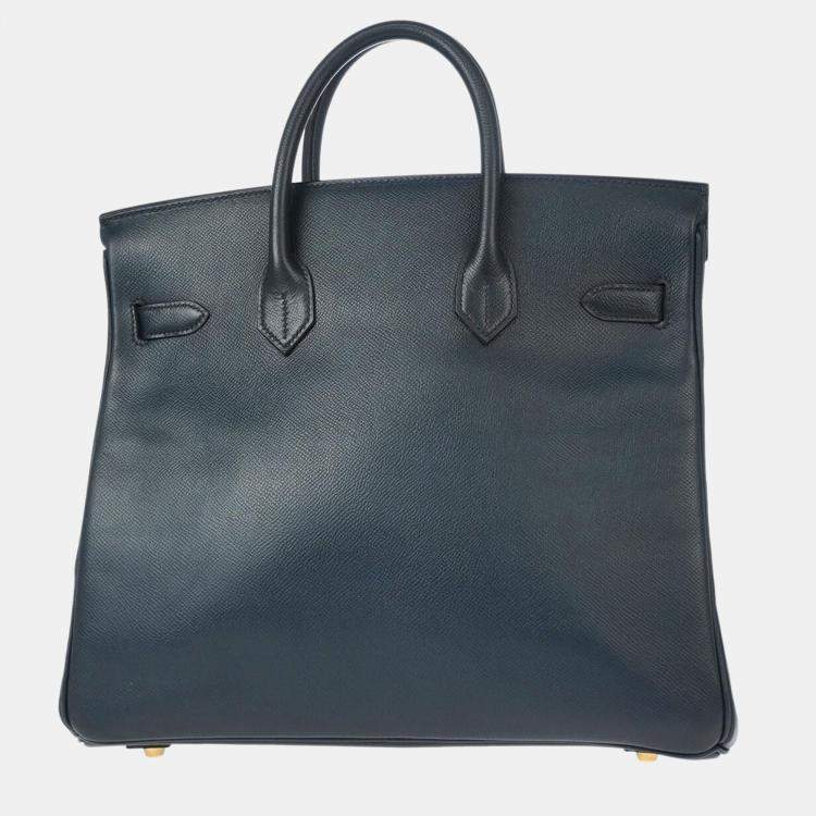 Pre Owned Hermes Blue Ocean Courchevel Haut a Courroies 32 Handbag