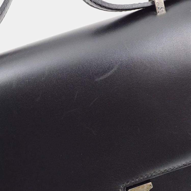 Pre Owned Hermes Black Box Calf Constance 18 Shoulder Bag 