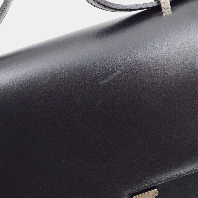 Pre Owned Hermes Black Box Calf Constance 18 Shoulder Bag 