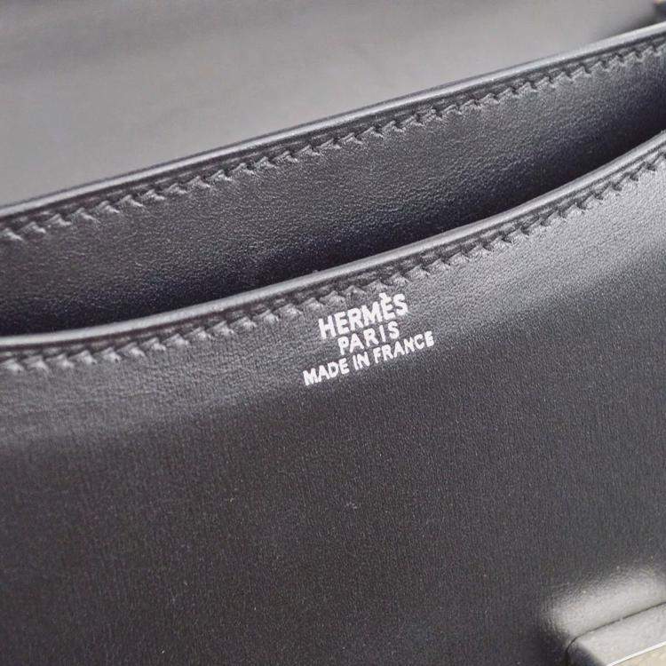 Pre Owned Hermes Black Box Calf Constance 18 Shoulder Bag 