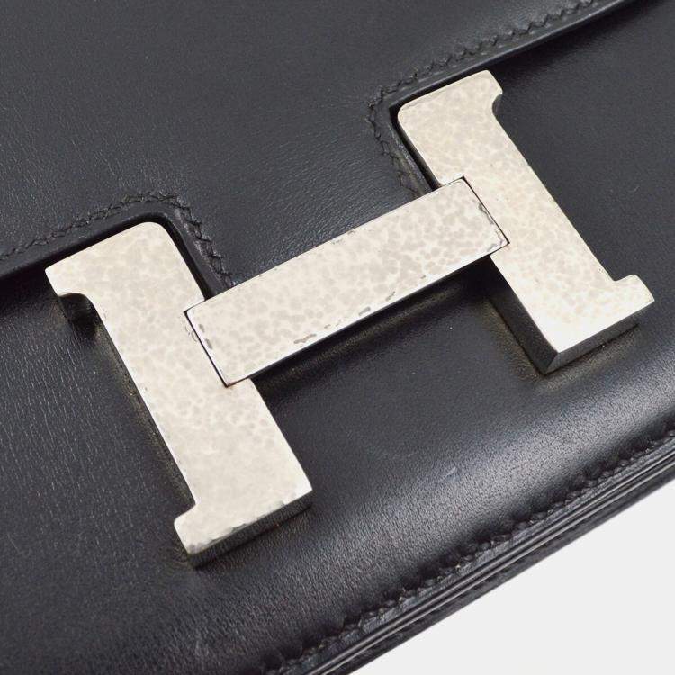Pre Owned Hermes Black Box Calf Constance 18 Shoulder Bag 