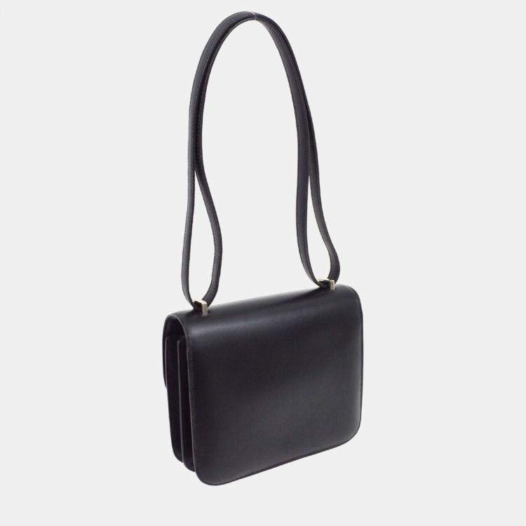 Pre Owned Hermes Black Box Calf Constance 18 Shoulder Bag 