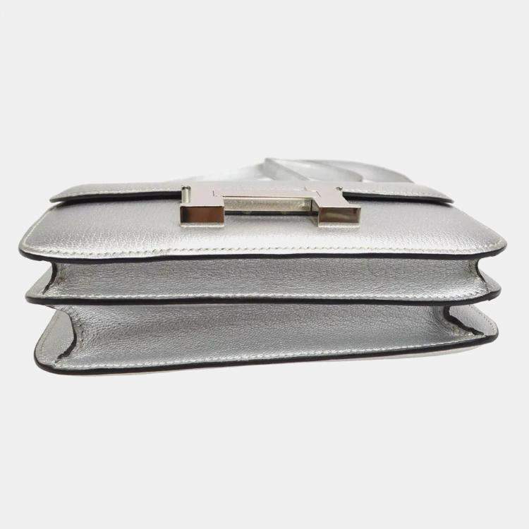 Pre Owned Hermes Silver Chevre Constance 18 Shoulder Bag