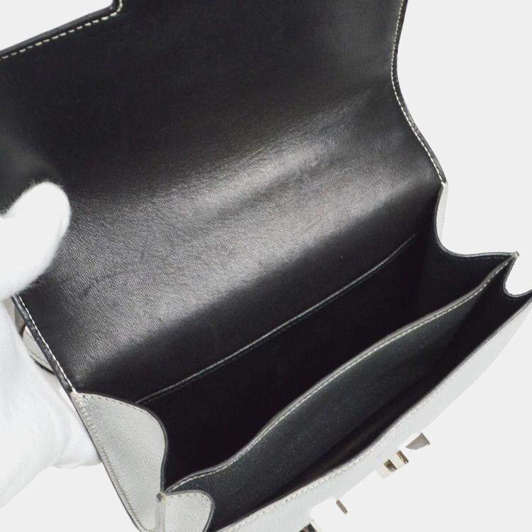 Pre Owned Hermes Silver Chevre Constance 18 Shoulder Bag