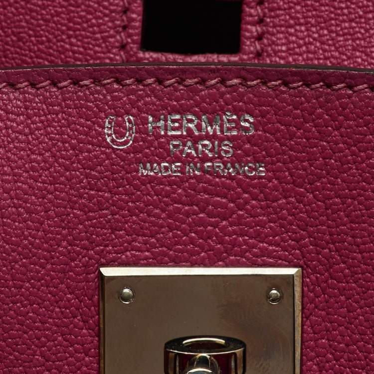 Pre Owned Hermes Rose Shocking/Gris Perle Chèvre De Coromandel Leather Palladium Hardware Birkin 30 Bag