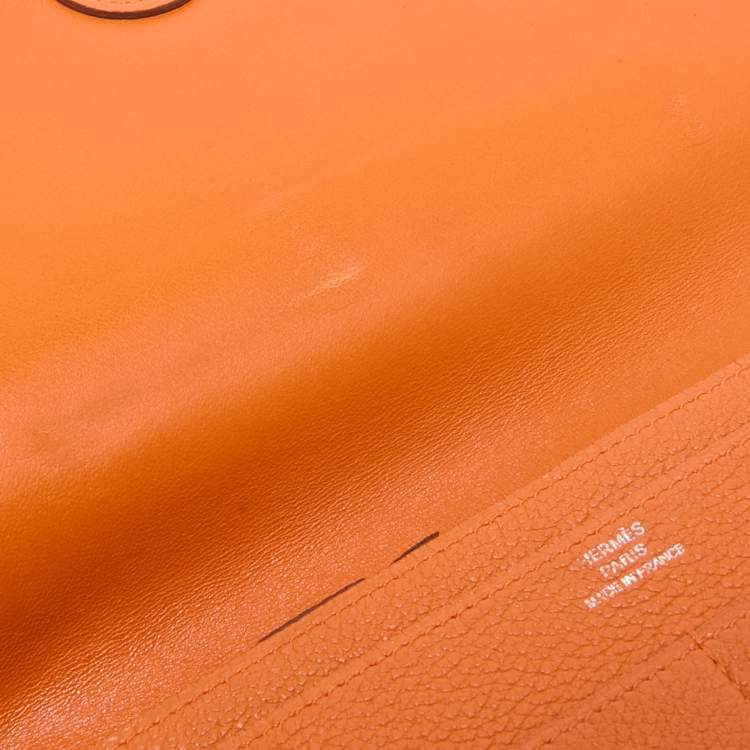 Pre Owned Hermes Orange Togo Leather Dogon Duo Wallet