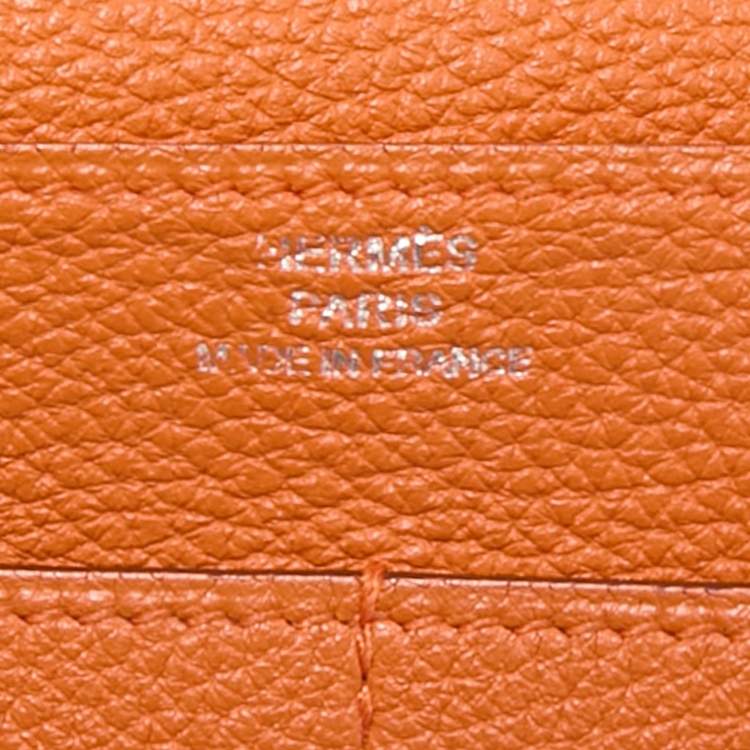 Pre Owned Hermes Orange Togo Leather Dogon Duo Wallet