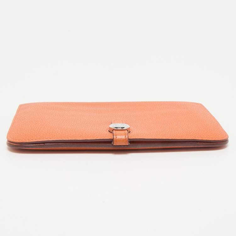 Pre Owned Hermes Orange Togo Leather Dogon Duo Wallet