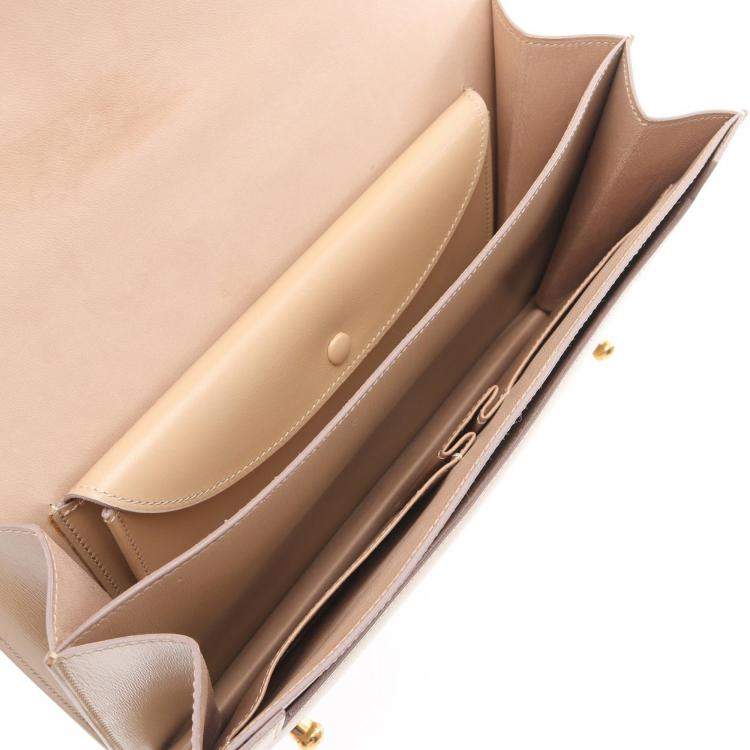 Pre Owned Hermes Beige Box Calf Leather Piano Handbag