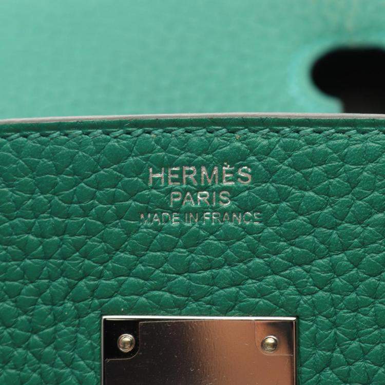 Pre Owned Hermes Khaki Vert Vertigo Taurillon Clemence Leather Birkin 30 Bag