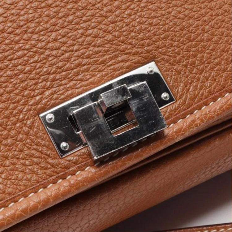 Pre Owned Hermes Gold Taurillon Clemence Leather Victoria Messenger Bag