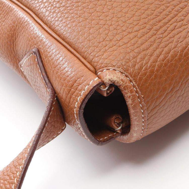 Pre Owned Hermes Gold Taurillon Clemence Leather Victoria Messenger Bag