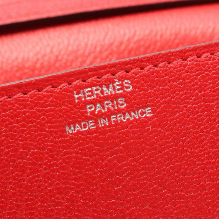 Pre Owned Hermes Red Chevre Leather Chaine d'Ancre Compact Wallet Bag