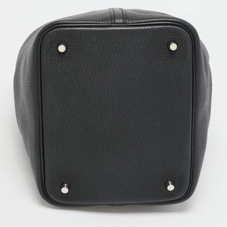 Pre Owned Hermès Noir Taurillon Clemence Leather Picotin Lock 22 Bag