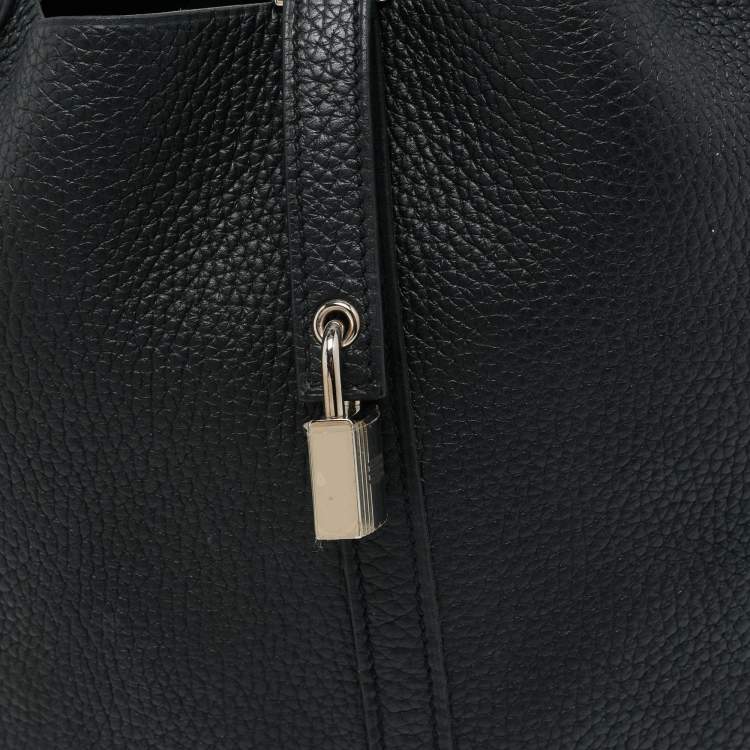 Pre Owned Hermès Noir Taurillon Clemence Leather Picotin Lock 22 Bag