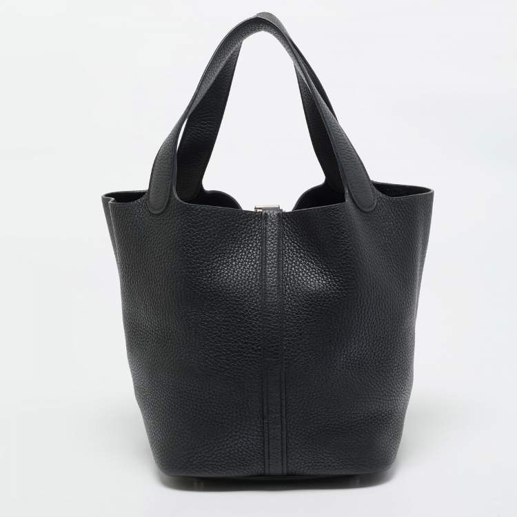 Pre Owned Hermès Noir Taurillon Clemence Leather Picotin Lock 22 Bag
