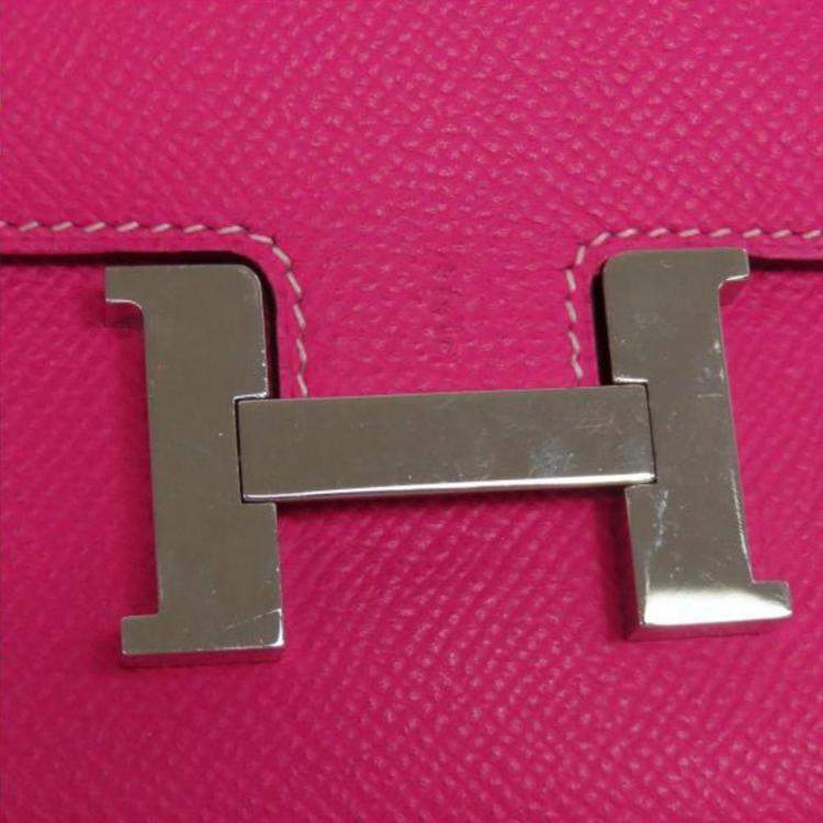 Pre Owned Hermes Pink Epsom Leather Constance Long Wallet