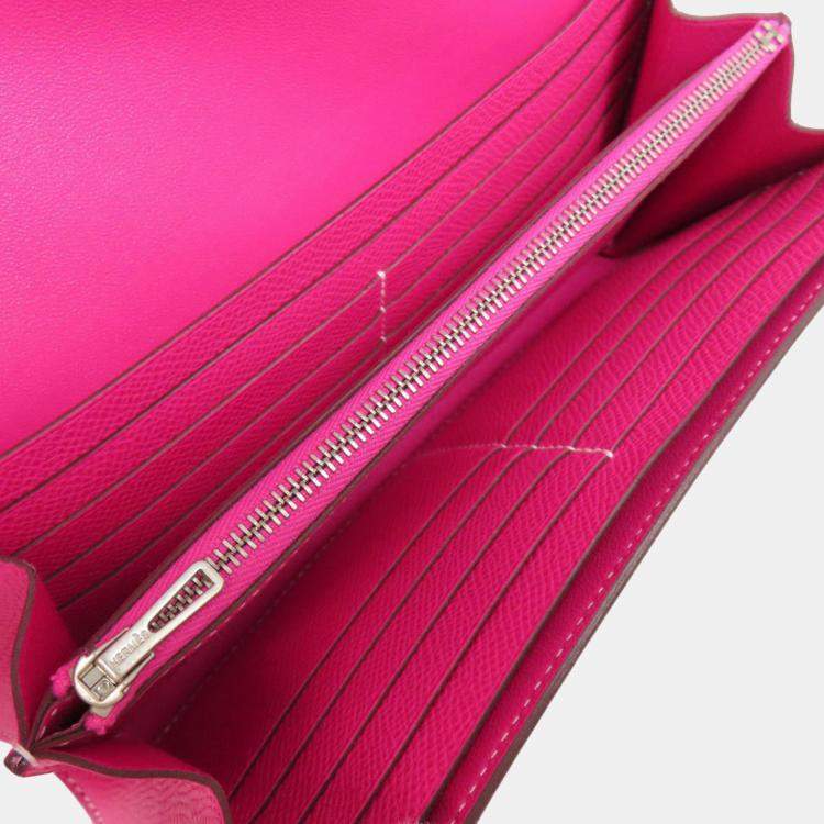 Pre Owned Hermes Pink Epsom Leather Constance Long Wallet