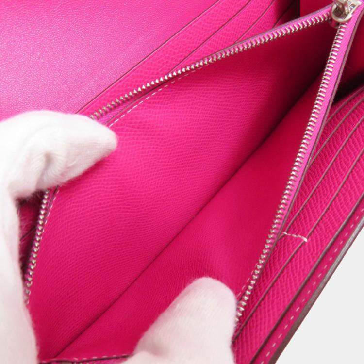 Pre Owned Hermes Pink Epsom Leather Constance Long Wallet