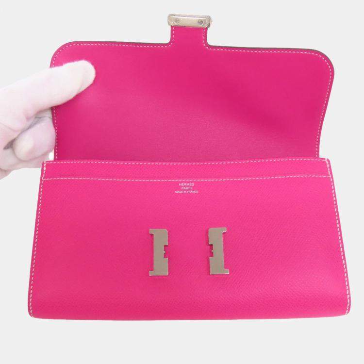 Pre Owned Hermes Pink Epsom Leather Constance Long Wallet