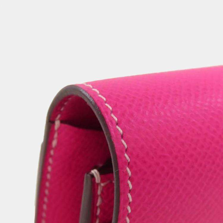 Pre Owned Hermes Pink Epsom Leather Constance Long Wallet