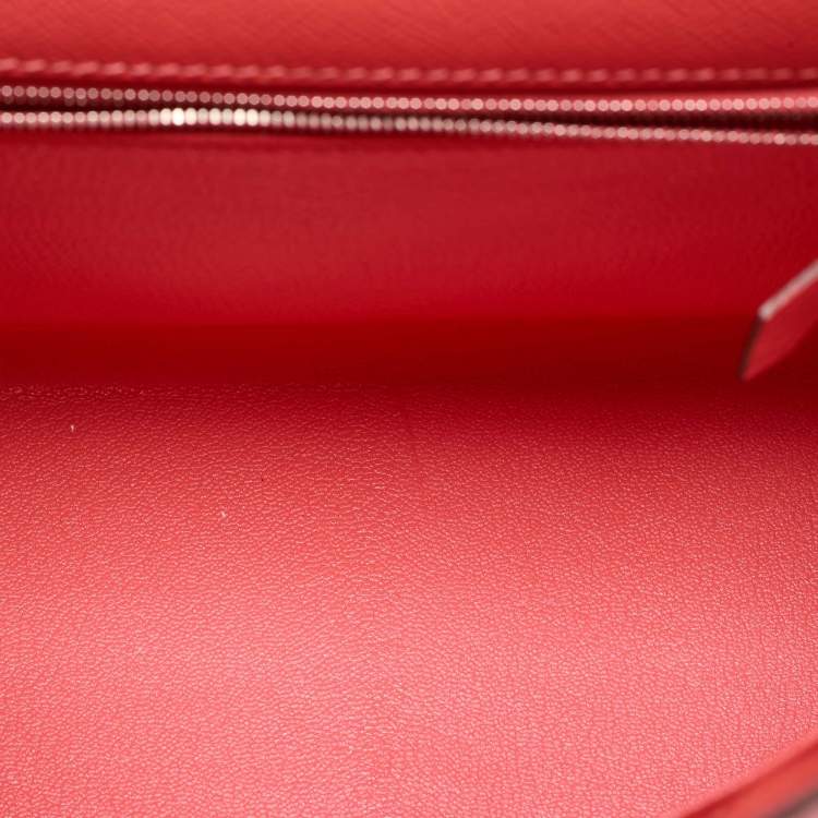 Pre Owned Hermes Rose Jaipur Epsom Leather Palladium Finish Kelly Sellier 28 Bag