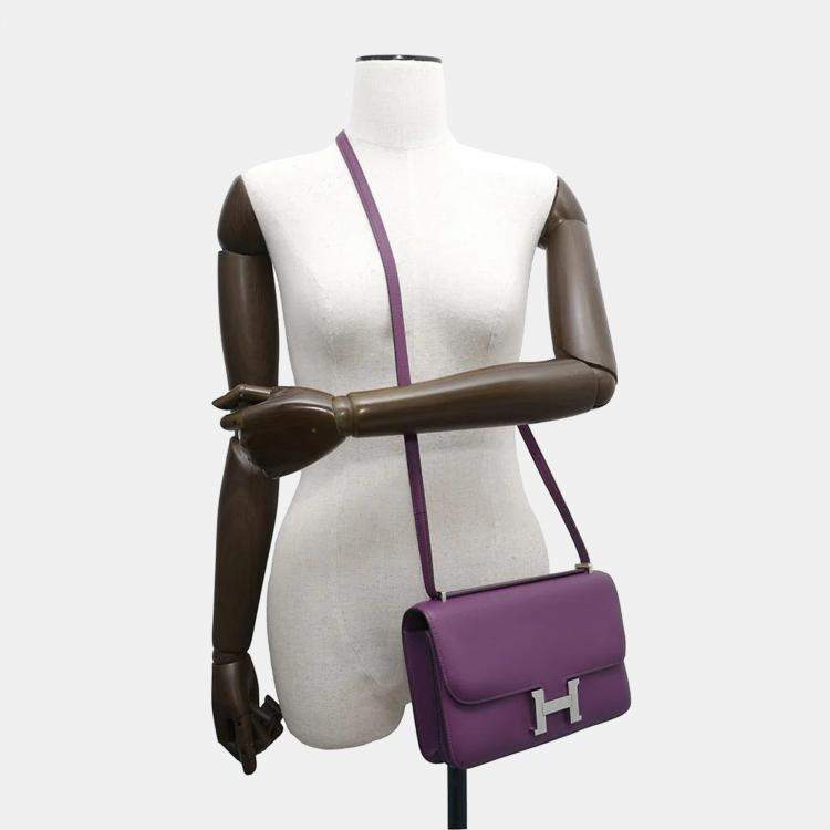 Pre Owned Hermes Evercolor Elan Anemone Constance Shoulder Bag