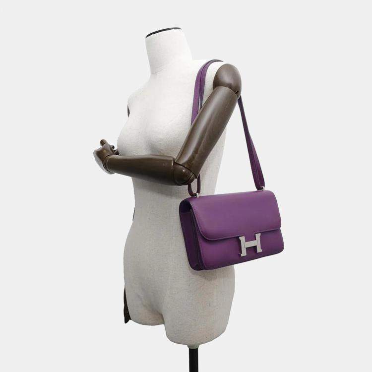 Pre Owned Hermes Evercolor Elan Anemone Constance Shoulder Bag