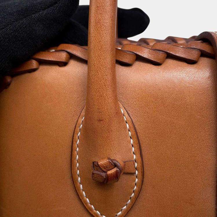 Pre Owned Hermes Natural/Fauve Willow Barenia Leather Bolit Picnic Size 24