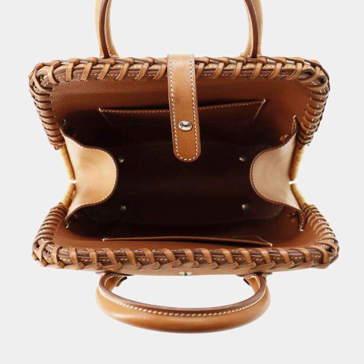 Pre Owned Hermes Natural/Fauve Willow Barenia Leather Bolit Picnic Size 24
